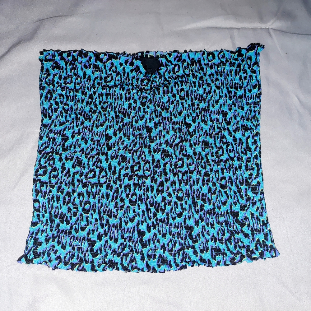 Blue and Black Leopard Print Tube Top